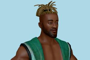 WWF Kofi Kingston King-of-Fighters, kof, wwf, wcw, man, male, people, human, xna, characters, rigged